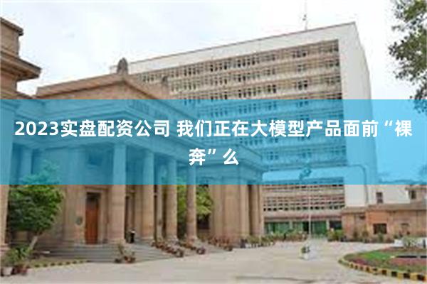 2023实盘配资公司 我们正在大模型产品面前“裸奔”么